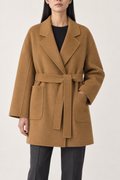 Cashmere Belted Wrap Coat, Rich Camel, front