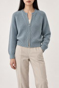 Cashmere Bomber Jacket, Blue Grey, front