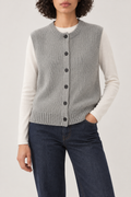 Cashmere Button-Front Vest, Light Grey, front