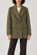 Cashmere Double-Breasted Coat, Moss Green, front