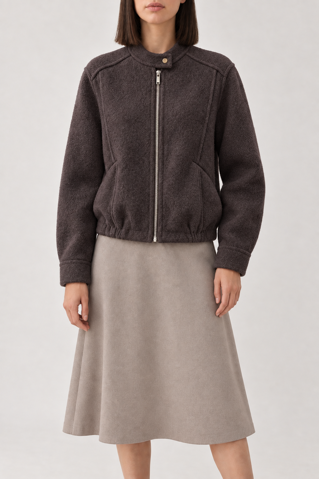 Cashmere Double-Face Jacket, Smoky Brown, front