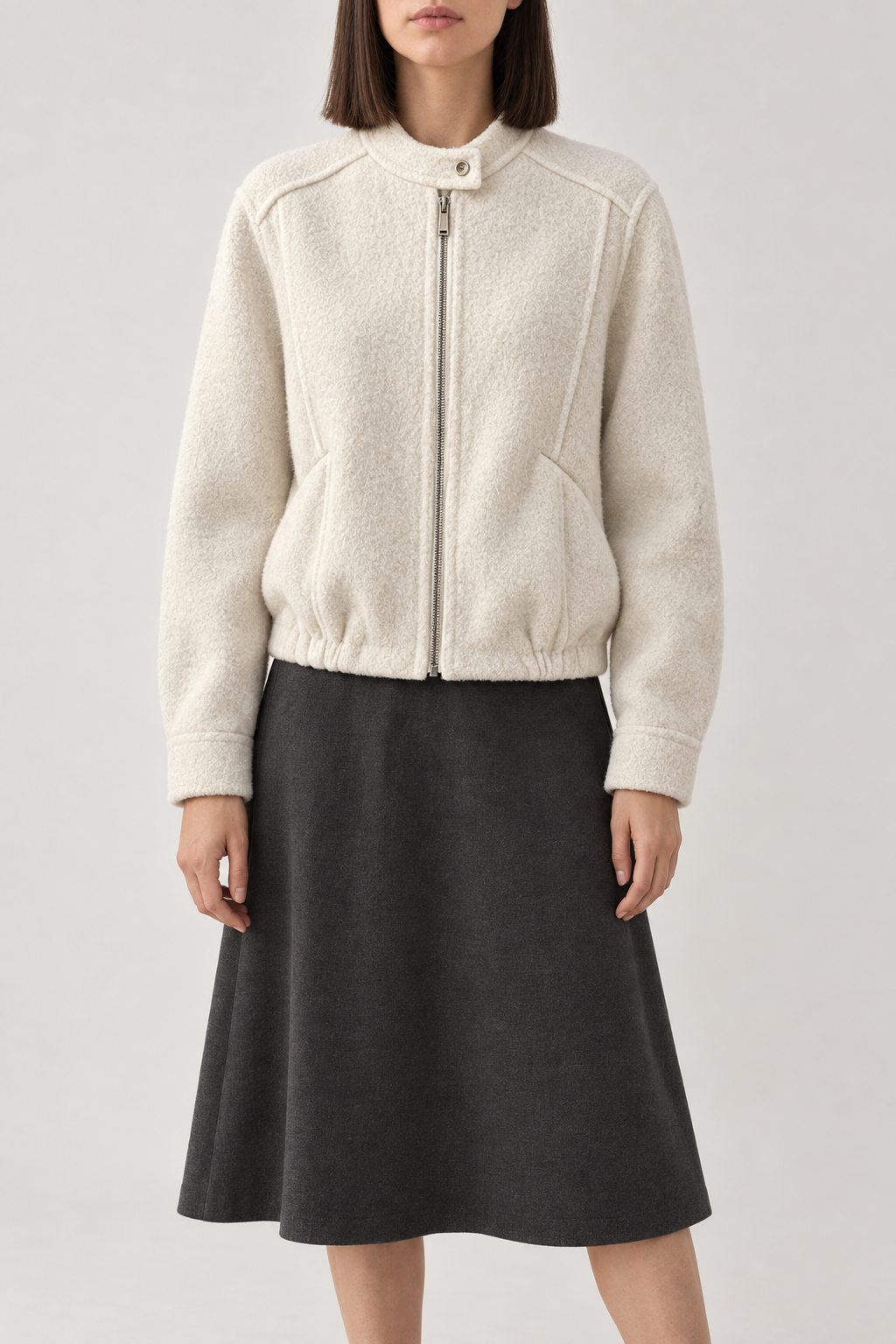 Cashmere Double-Face Jacket, Warm Ivory, front