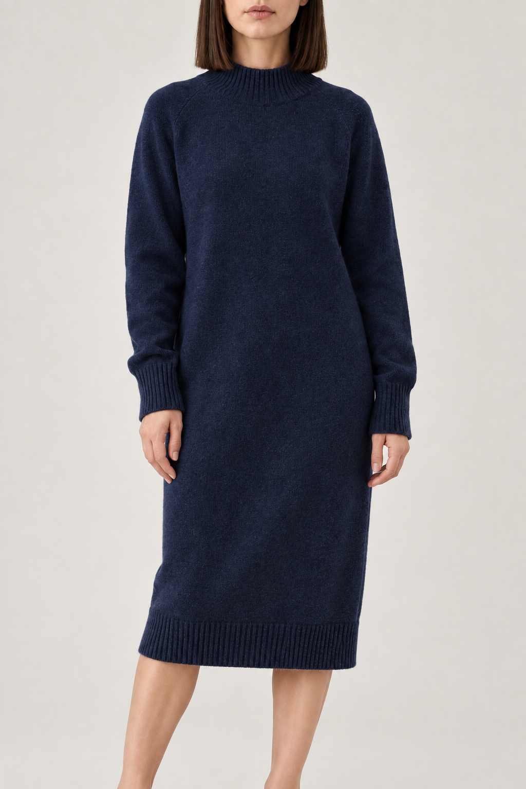 Cashmere Sweater Dress, Navy, front