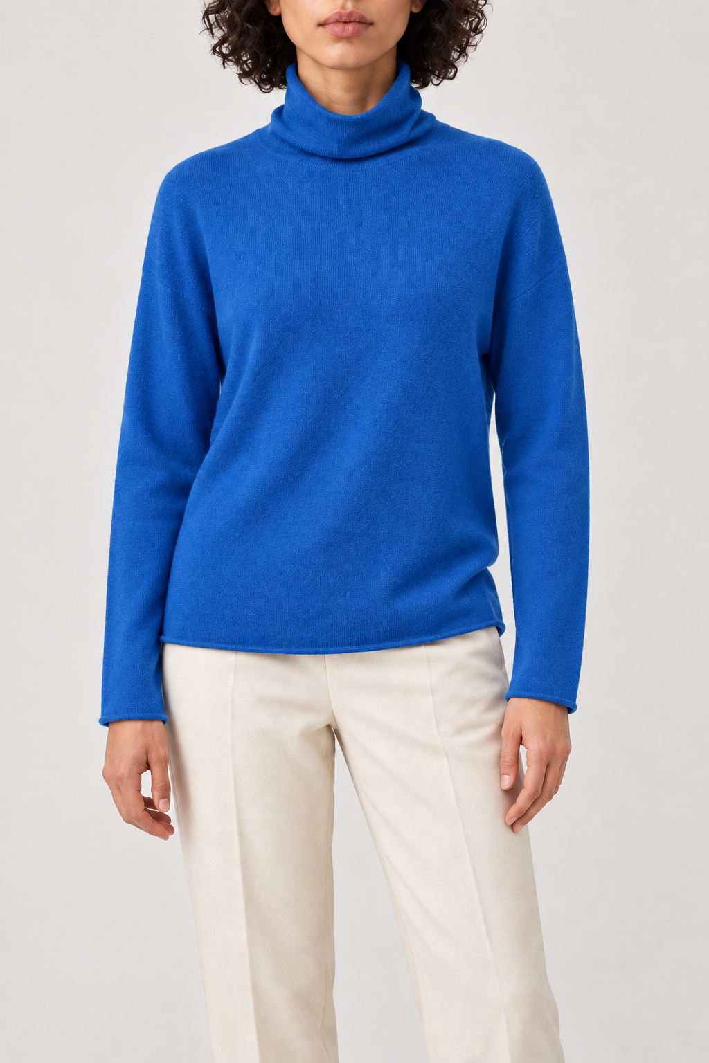 Cashmere Turtleneck Sweater, Cobalt Blue, front