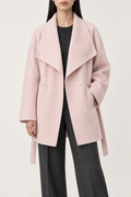 Cashmere Waterfall-Lapel Coat, Blush Pink, front