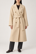 Merino Double-Breasted Coat, Warm Beige, front