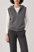 Merino Hooded Zip Vest, Heather Grey, front