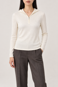 Merino Seamless Zip Hoodie, Milky White, front