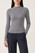 Merino Slim Mockneck Sweater, Light Grey, front
