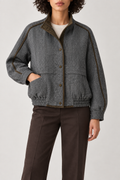 Merino Suede-Patchwork Jacket, Grey Herringbone, front