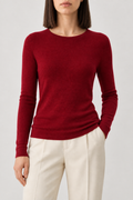 Merino Crewneck Sweater, Wine Red, front