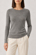 Merino Crewneck Sweater, Heather Grey, front