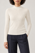 Merino Slim Mockneck Sweater, Ivory White, front