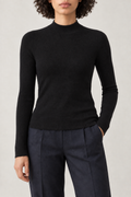 Merino Slim Mockneck Sweater, Black, front