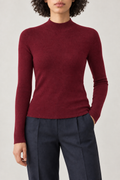 Merino Slim Mockneck Sweater, Wine Red, front