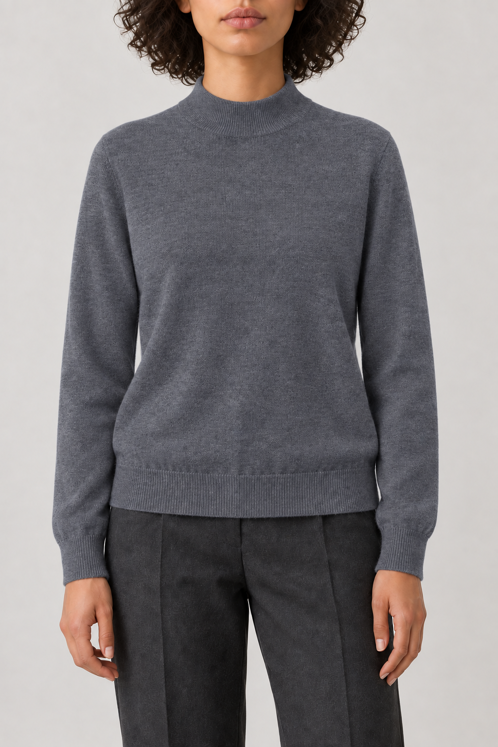 Merino Mockneck Sweater, Slate Grey, front