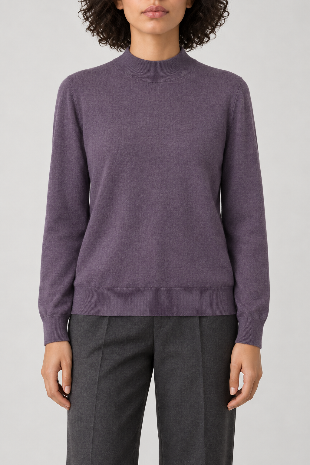 Merino Mockneck Sweater, Plum, front