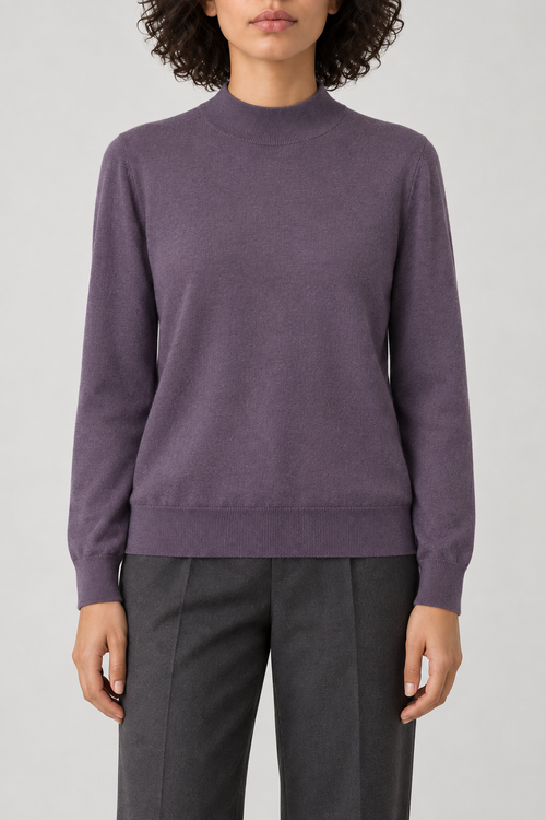 Merino Mockneck Sweater, Plum, front