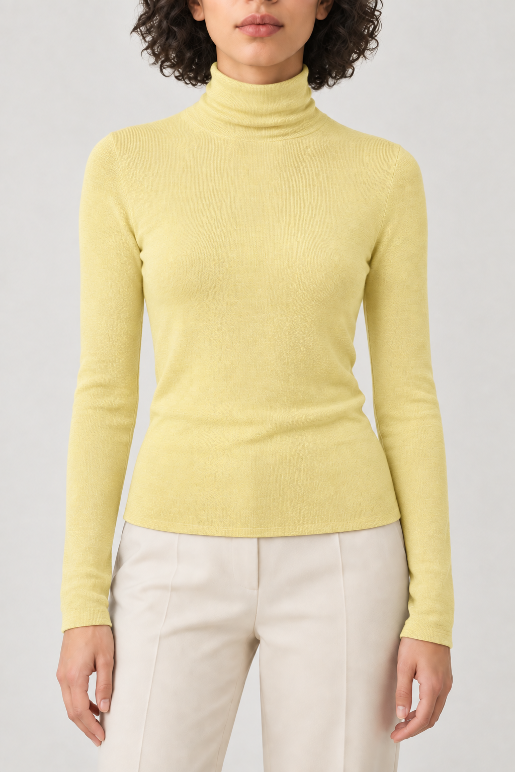 Merino Turtleneck Sweater, Butter Yellow, front