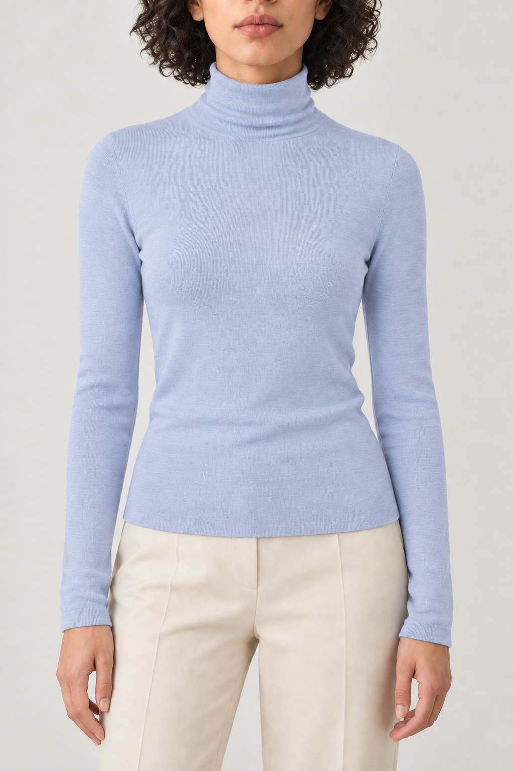 Merino Turtleneck Sweater, Powder Blue, front