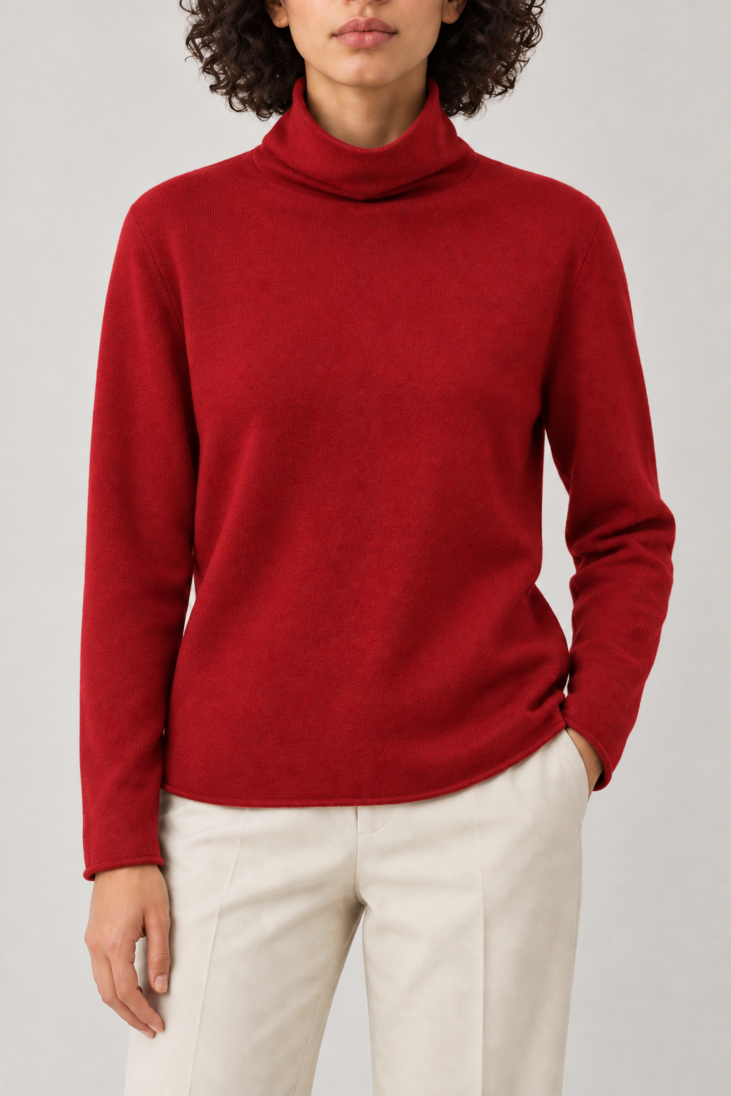 Cashmere Turtleneck Sweater, Chili Red, front