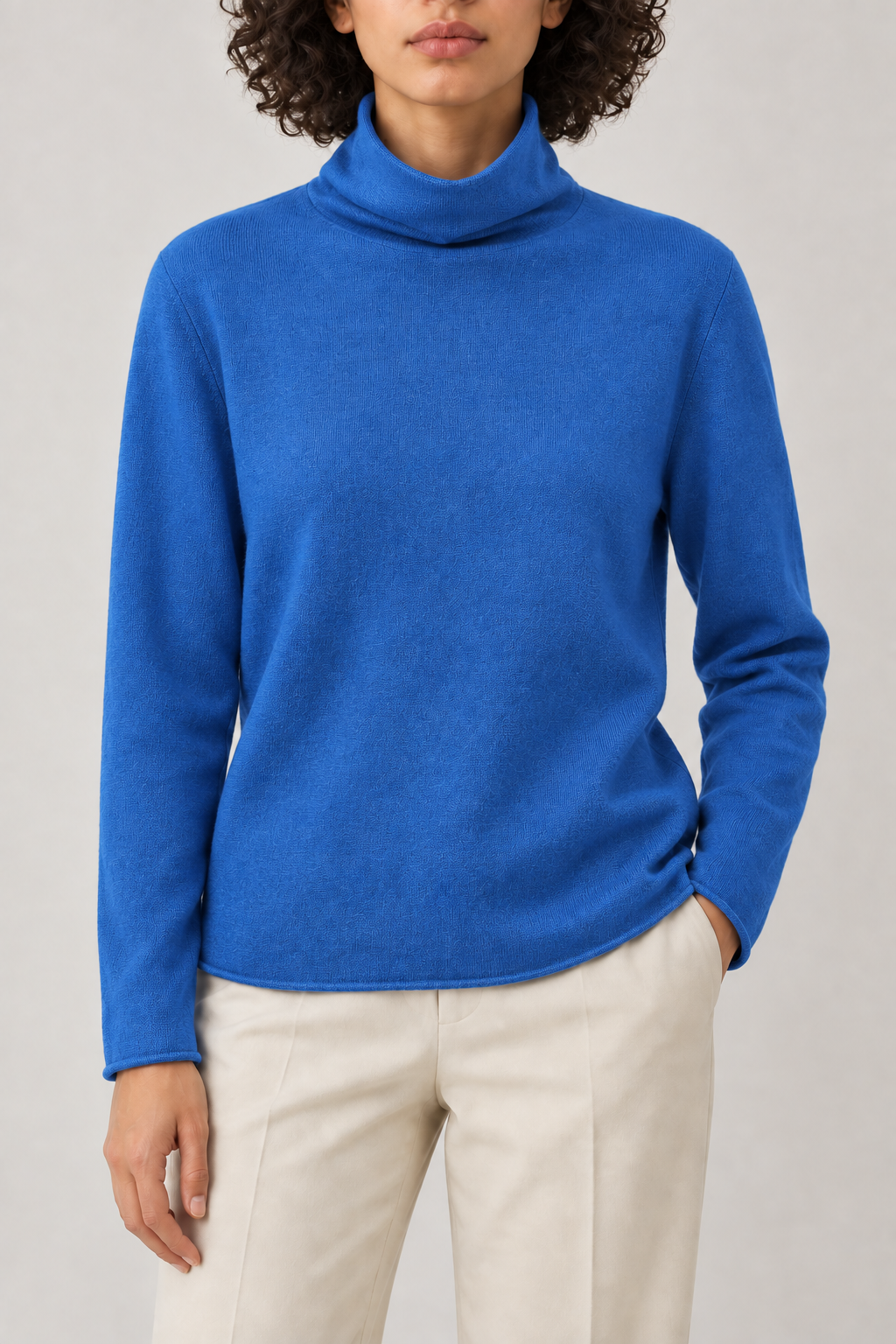 Cashmere Turtleneck Sweater, Cobalt Blue, front