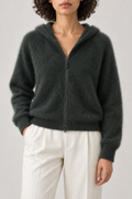 Brushed Zip Hoodie, Dark Green, front