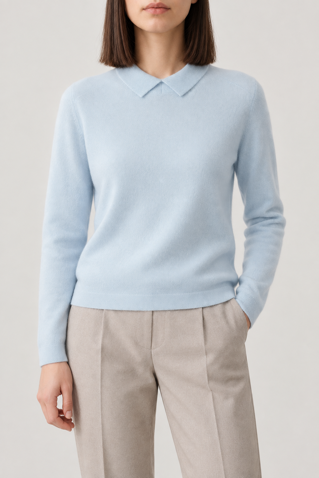Merino Polo Pullover, Glacier Blue, front