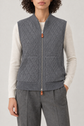 Diamond-Knit Zip Vest, Grey, front