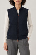 Diamond-Knit Zip Vest, Navy, front