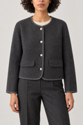 Blanket-Stitch Jacket, Charcoal, front