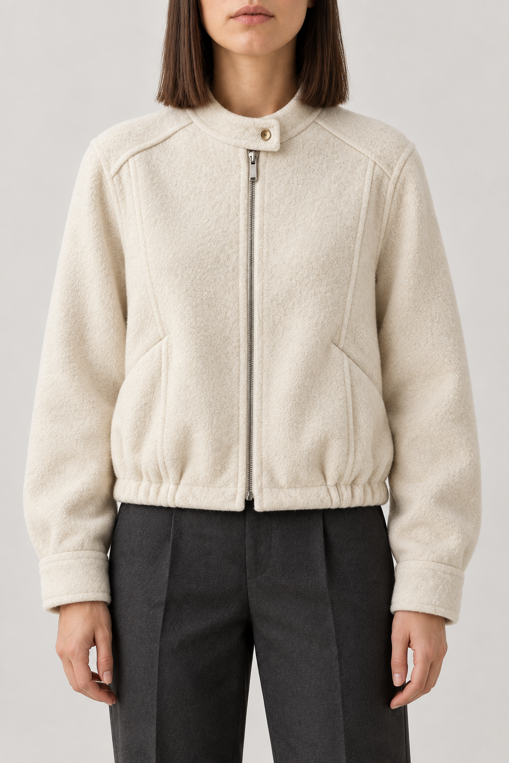 Cashmere Double-Face Jacket, Warm Ivory, front