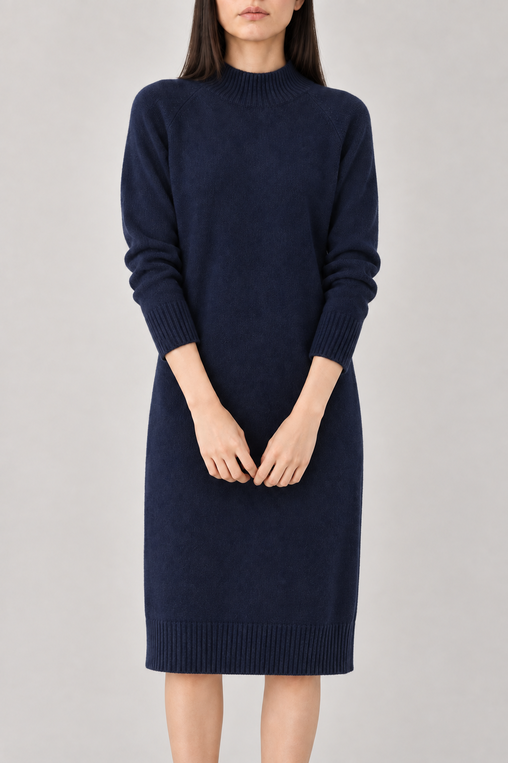Cashmere Sweater Dress, Navy, front
