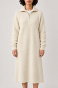 Quarter-Zip Sweater Dress, Creamy White, front