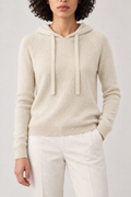 Knitted Pullover Hoodie, Ivory, front