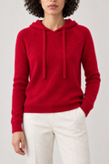 Knitted Pullover Hoodie, Cherry Red, front
