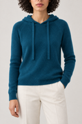 Knitted Pullover Hoodie, Seaweed blue, front