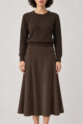 Merino Full Swing Knit Skirt, Brown, front