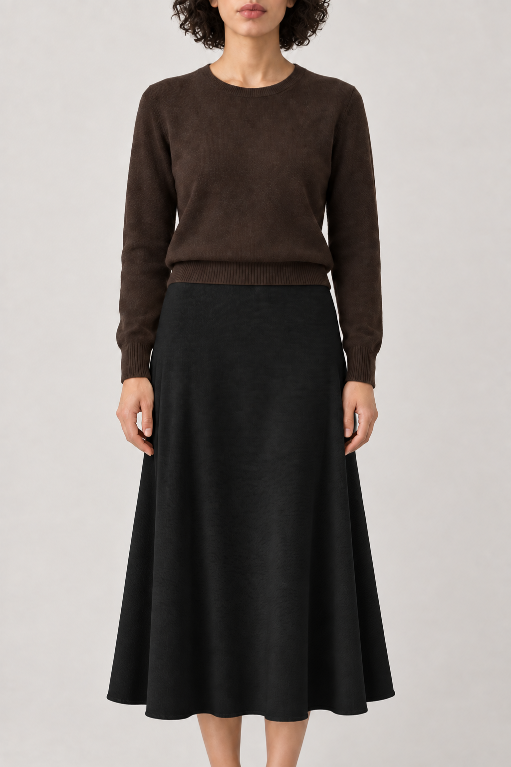 Merino Full Swing Knit Skirt, Black, front