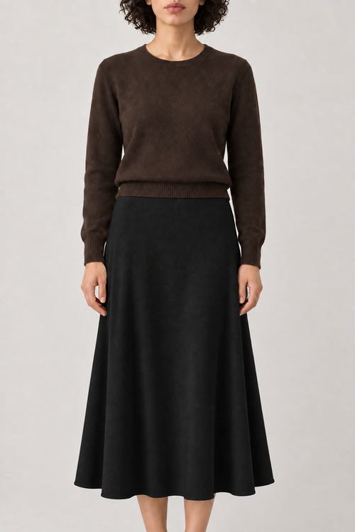 Merino Full Swing Knit Skirt, Black, front