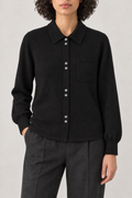 Merino Relaxed Longline Cardigan, Black, front