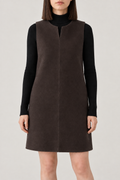 Sleeveless Shift Dress, Mocha Brown, Short, front