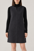 Sleeveless Shift Dress, Dark grey, short style, front