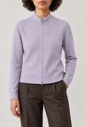 Shaped Zip Cardigan, Taro Purple, front