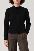Shaped Zip Cardigan, Black, front