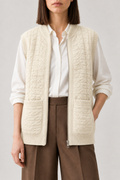 Cable Zip Vest, Cream, front