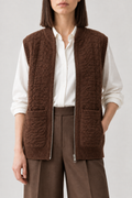 Cable Zip Vest, Walnut Brown, front