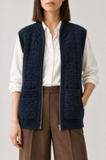 Cable Zip Vest, Prussian Blue, front