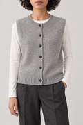 Cashmere Button-Front Vest, Light Grey, front