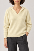 Cashmere Brushed Hooded Pullover, Buttercream, front